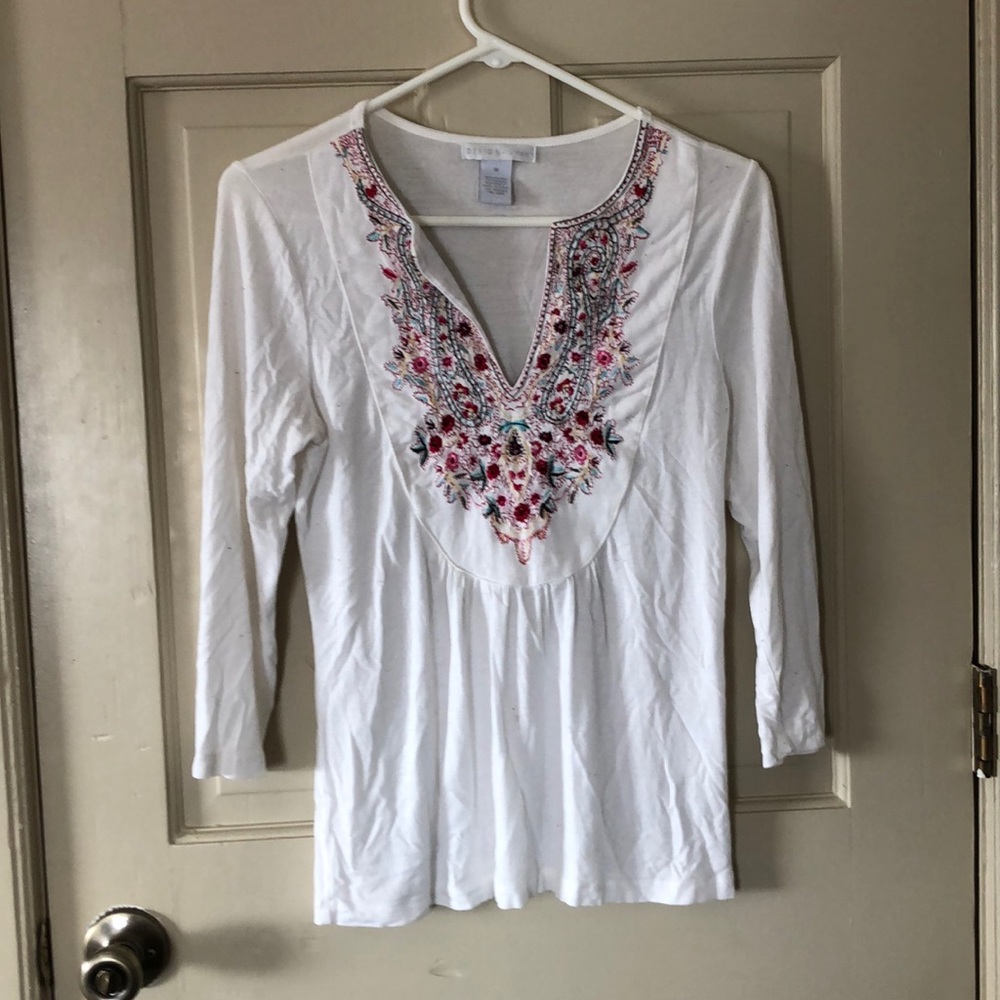 White shirt with floral detailing